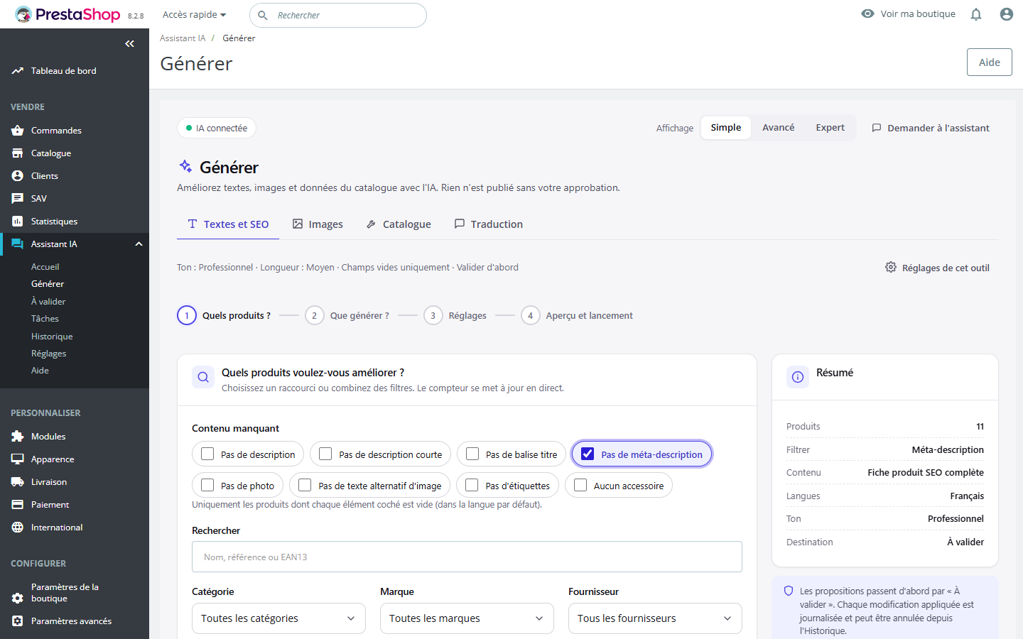 Capture agrandie du module Allaux AI